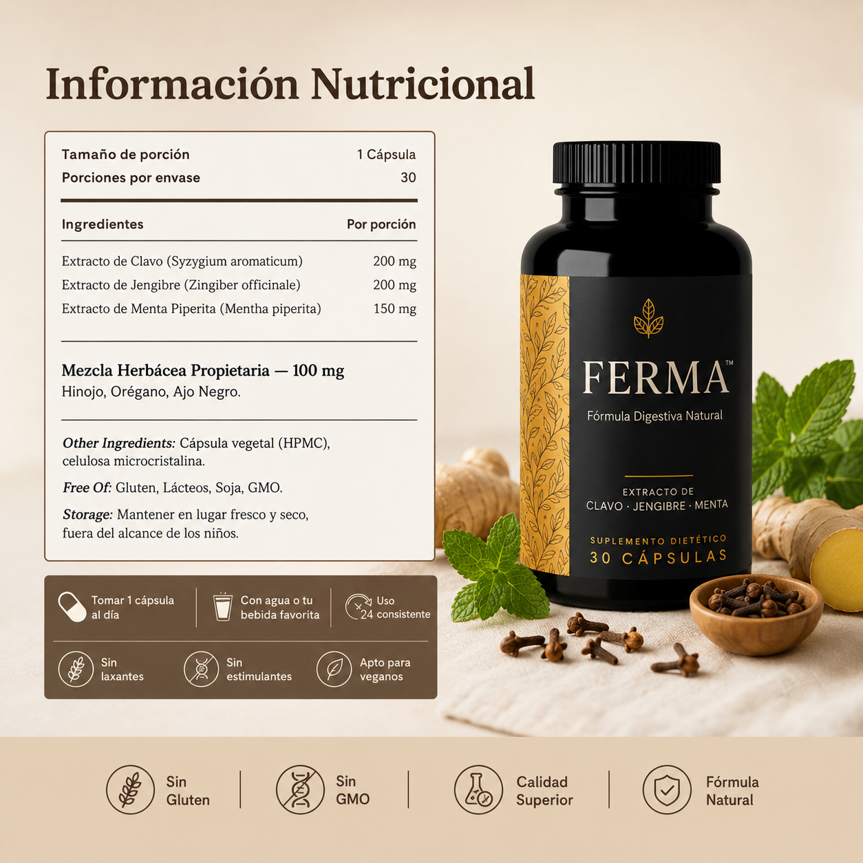 FERMA™ | LA FÓRMULA NATURAL PARA LOS GASES Y LA PESADEZ DESPUÉS DE COMER